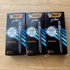3 Pack of 12 BIC Gelocity RLC11 31563 Black Gel Ink 0.7mm Medium Point Pens