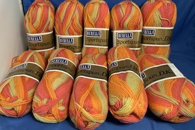BERNAT Berella Sportspun D. K. Yarn  TANGERINE DREAM  Lot Of 10 - 1.5oz Ea New
