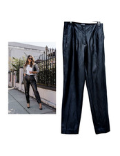 Express Women Black Faux Leather Pants Size 6R Super High Rise BikerChic