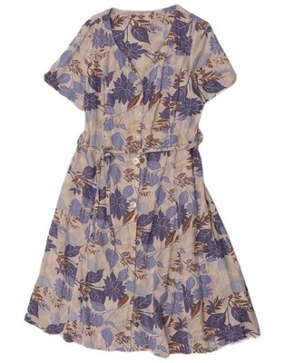 Marks & Spencer Damen Kurzarm Shirtkleid UK 16 Large Blau Blumenmuster AL23