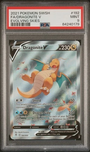 2021 Pokemon Evolving Skies Dragonite V Full Art #192 MINT PSA 9 SWSH Ultra Rare