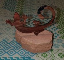 Gecko LAZART's lizard figurine metal and stone statue southwestern collectible