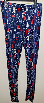 SERRA Fleece Ultra Plush Leggings Christmas Trees Holiday Medium NEW