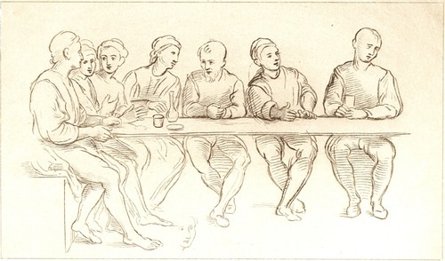 IMPRESIÓN ARTÍSTICA 1866 MAESTRO RENACENTISTA RAFAEL GRABADO ESTUDIO DOMÉSTICO SENTADO A LA MESA - Imagen 2 de 3