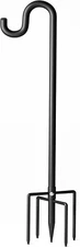 76" Shepherds Hooks for Outdoor, Extra Thick Bird Feeder Pole with 5 Prong Ba...