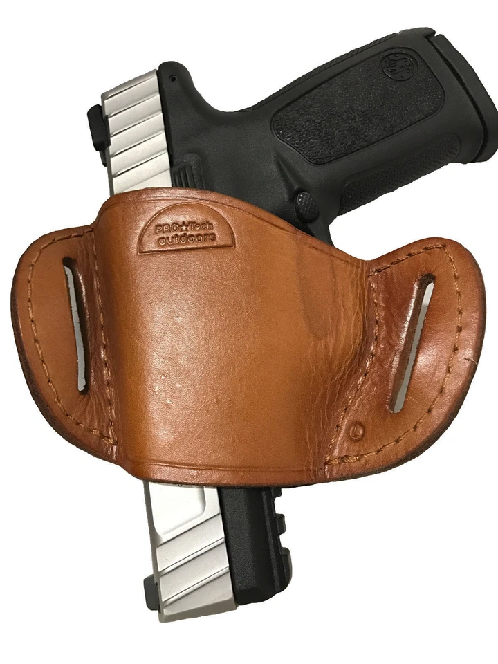 Funda de pistola deslizable de cinturón de cuero para Smith & Wesson Sigma Series Rt mano marrón Foto 3 de 4