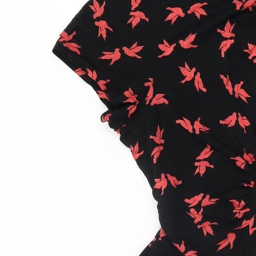 Oasis Womens Black Geometric Viscose A-Line Size L Round Neck Tie - Picture 9 of 10