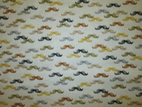MUSTACHES MENS HIPSTER MUSTACHE CREAM COTTON FABRIC FQ - Picture 2 of 11