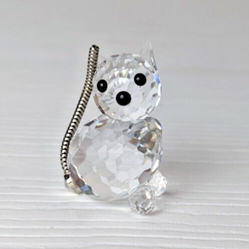 Swarovski crystal cat kitty charm figurine wire tail retired | eBay