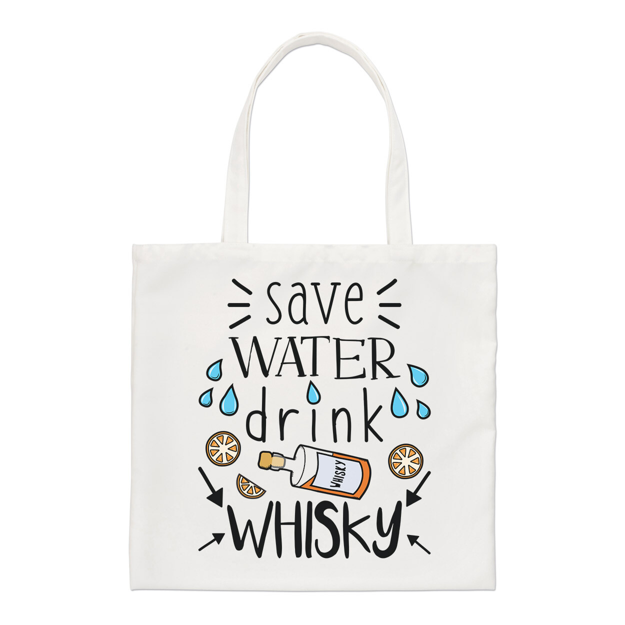 Save Water Drink Whisky Regular Tote Bag Funny Joke Drunk Alcohol Shopper