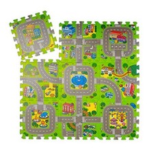 Relaxdays Tappeto Puzzle con Immagine di Una Strada, per Bimbi, 9 Tasselli, Atos