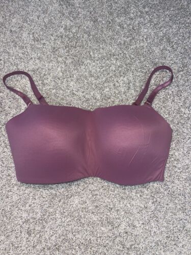 Victoria’s Secret Lined No Wire Bandeau Purple Bra M DD Adjustable Straps