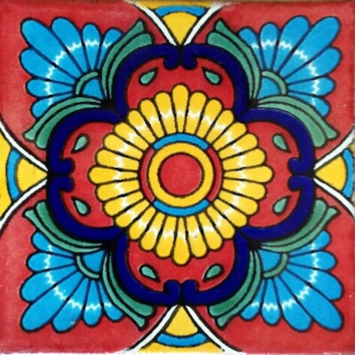 C#076) MEXICAN TILES CERAMIC HAND MADE SPANISH INFLUENCE TALAVERA MOSAIC ART