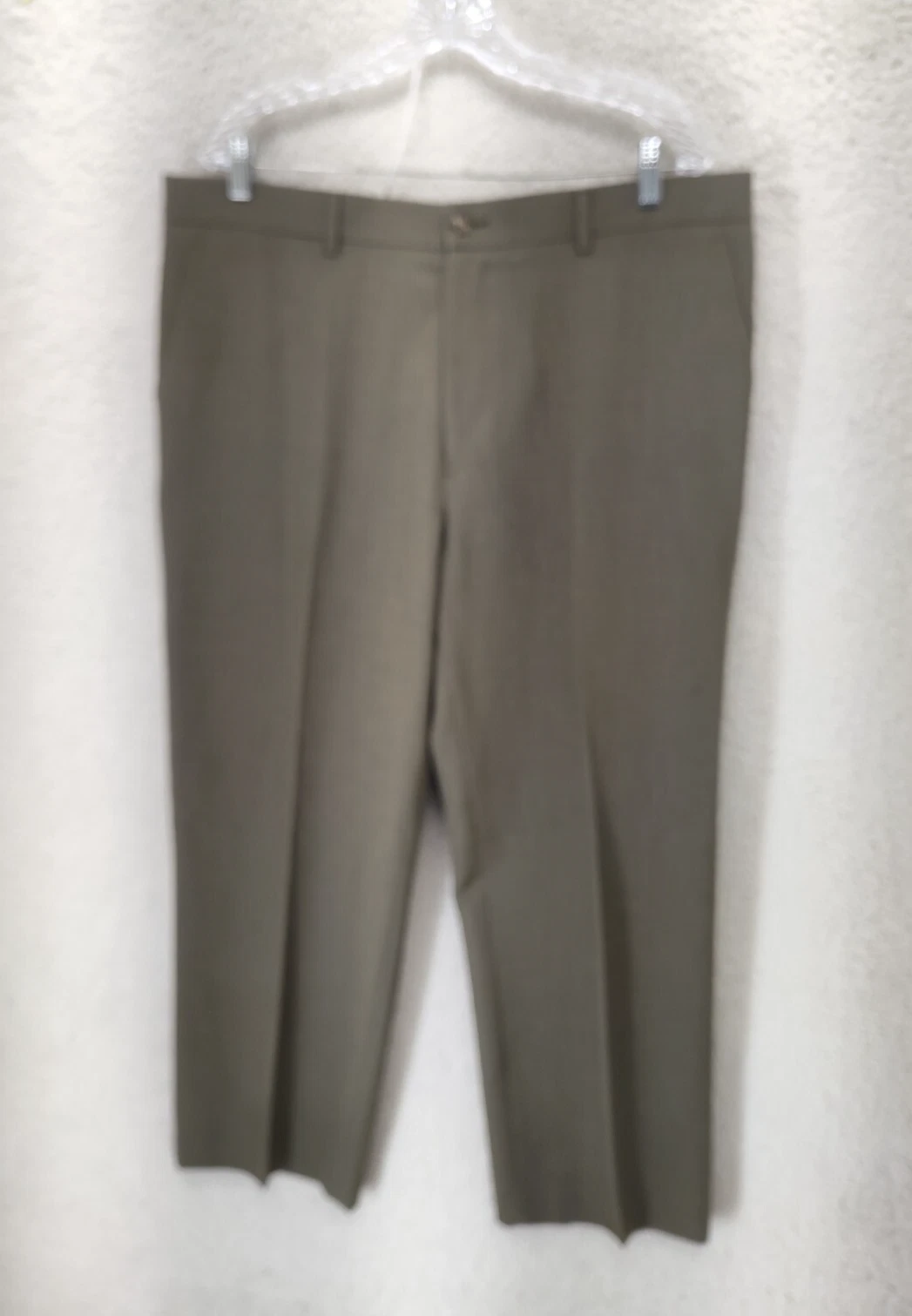 Perry Ellis Men Pants 38/30 Green 100% Polyester Straight Leg Classic Dress Pant