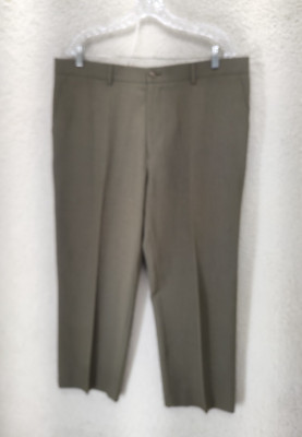 Perry Ellis Men Pants 38/30 Green 100% Polyester Straight Leg Classic Dress Pant