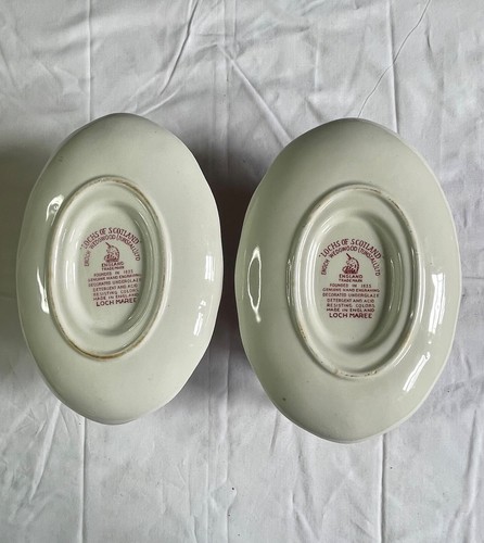 Pair of Vintage Enoch Wedgwood Gravy Boats – Lochs of Scotland Red Toile - Picture 5 of 12