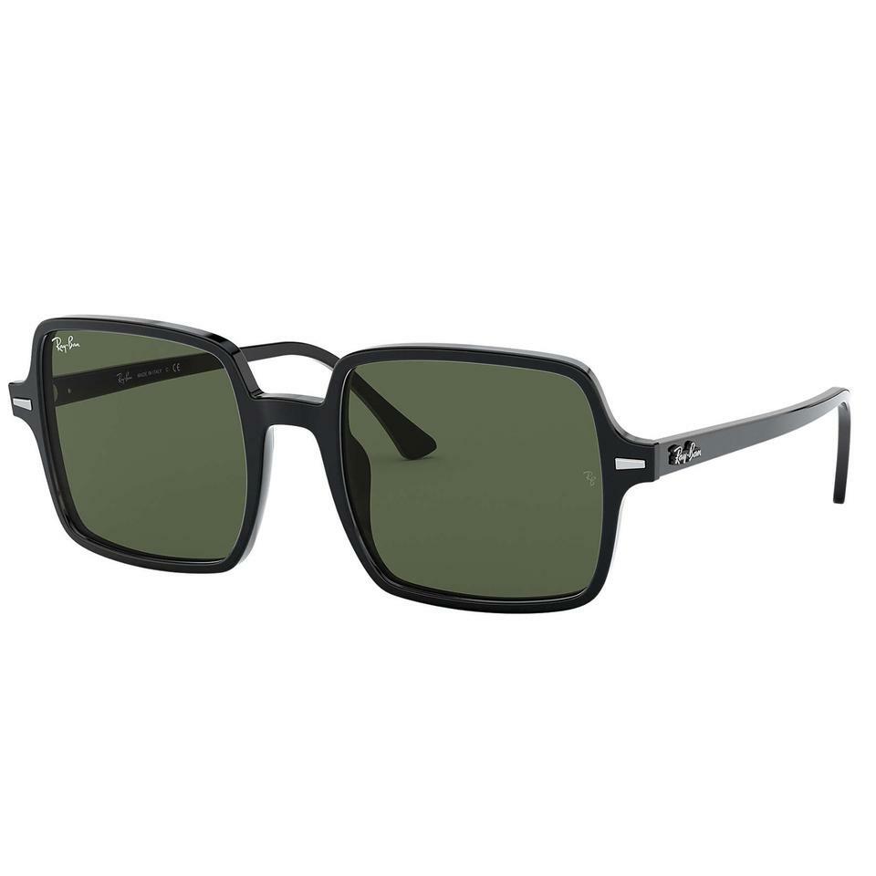 Ray-Ban Black Square Acetate Green Lenses Sunglasses RB1973 901/31 53