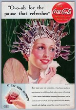 Coca-Cola 1930's Beauty Parlor Crazy Hair Curlers Print Ad Atlanta GA.