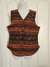 Christopher  Banks Woman's Size Medium Fall Multicolor Vest Button Front