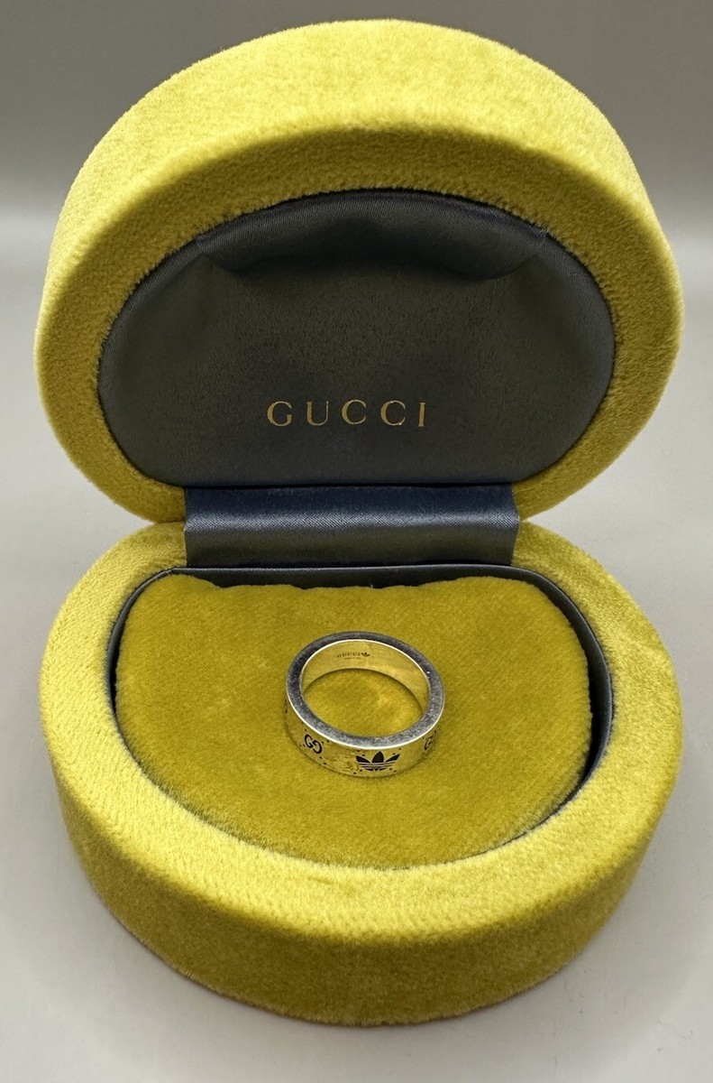 Gucci x Adidas Silver 925 Semi Shiny Ring Gucci Size 19 (US Gucci x Adidas Silver 925 Semi Shiny Ring Gucci Size 19 (US
