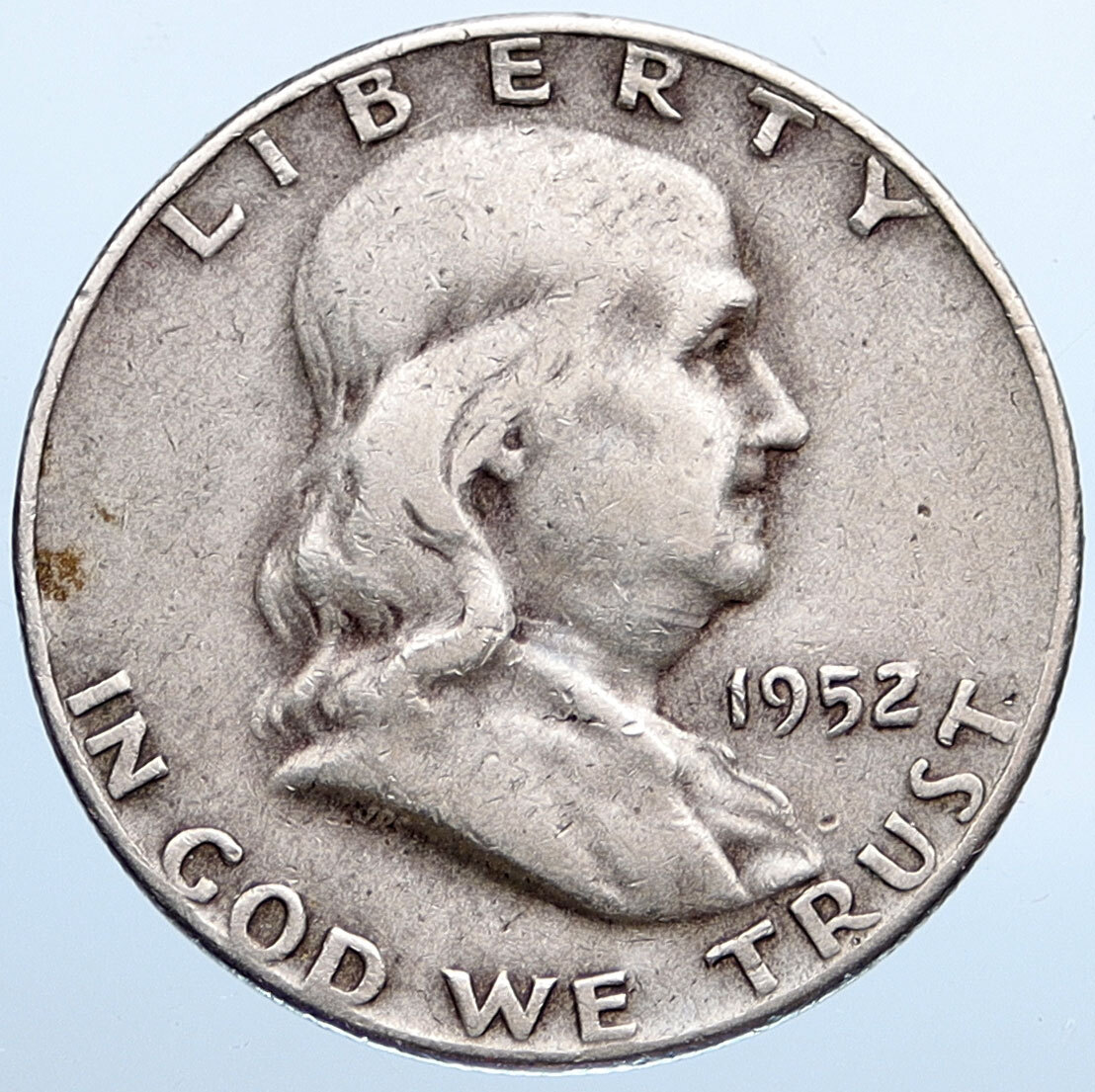 1952 D US Benjamin Franklin LIBERTY BELL Vintage Silver Half