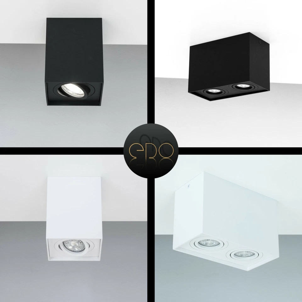 Spot de plafond en saillie PALLAD 1 / PALLAD 2 blanc / noir GU10 IP20 carré EDO