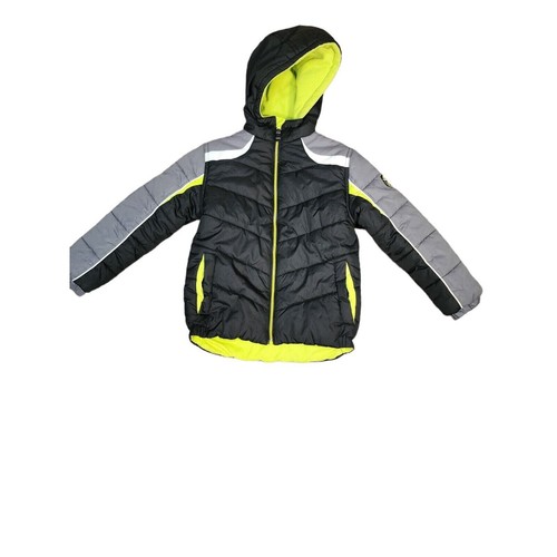 Protection System Boy Puffer Jacket Black Zip-Up Hooded Fleece Lined Insulated 8