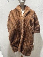 1950s Vintage Glam Mink Fur Stole Cape Bolero Wrap Shawl Collar Large