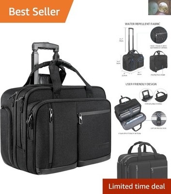 Lightweight Rolling Laptop Briefcase with RFID Protection - Perfect for Travel