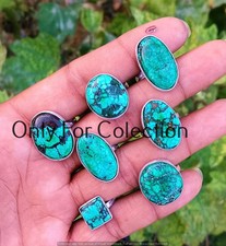 925 Sterling Silver Plated Green Turquoise Gemstone Rings Lot Tribal Jewelry