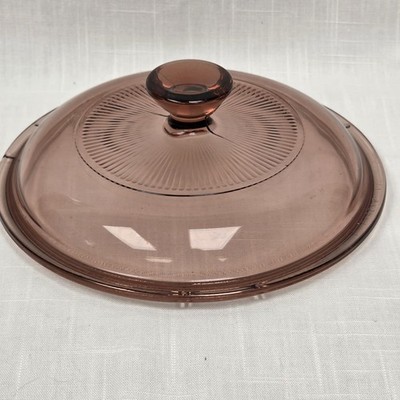 Pyrex V1C Amber Glass Replacement Lid 5.5'' Inner 6'' Outer Smoke Brown