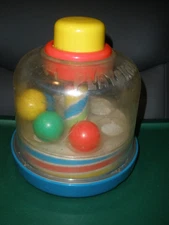 Vintage 1991, 1996 Playskool #5141 M Spinning Top Ball Popper Push Pump Toy
