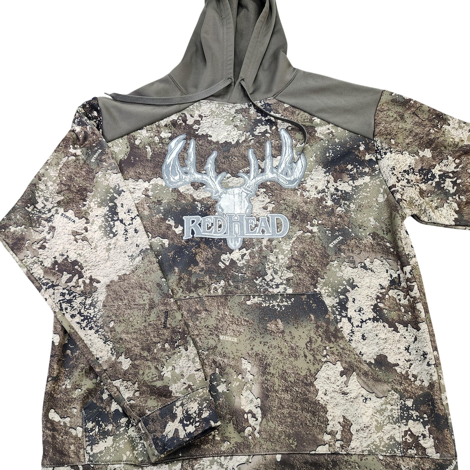 RedHead Hoodie Mens XL Brown Camo Deer Antler Graphic Fleece Pullover Hunting