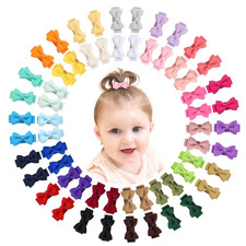 Mini Fully Lined Grosgrain Ribbon Hair Bows Clips for Girls - 1.2" Tiny Bows for