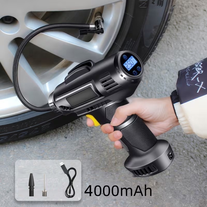 CAR AIR COMPRESSOR USB RECHARGEABLE CORDLESS TIRE INFLATOR PORTABLE AIR PUMP