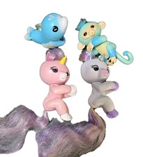 Fingerlings Lot Of 4 Animals - 2 Unicorn, 1 Monkey, 1 Dolphin Tested WORKING