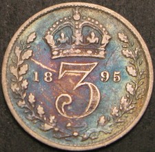 GREAT BRITAIN 3 Pence 1895 - Silver .925 - VF- 1716 ¤