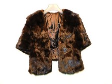 Vintage Dark Brown Mink Fur Stole Shawl Wrap Coat Formal Party With Pockets OS
