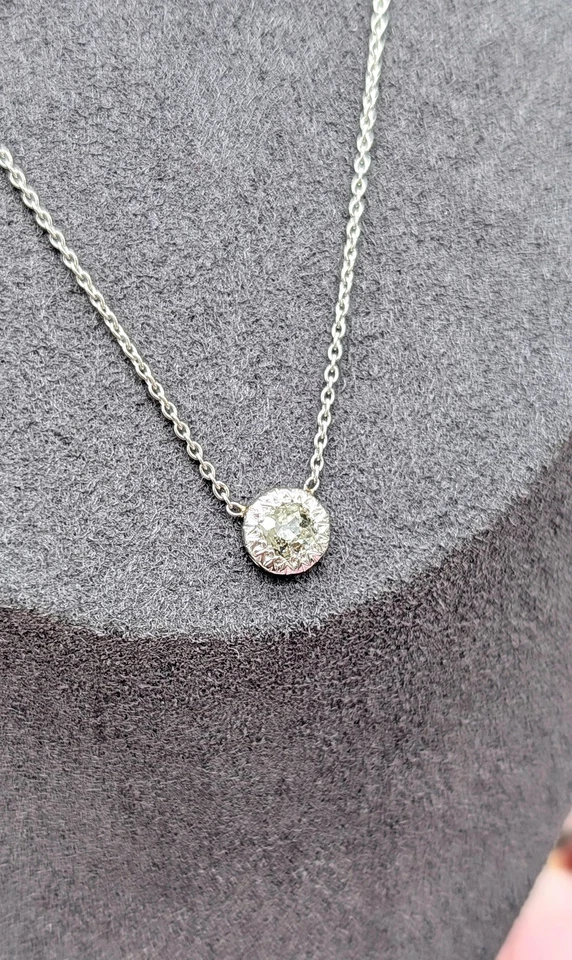 Collier en Or blanc orné d'un pendentif diamant taille ancienne d'enciron 0,25c - Photo 3/4