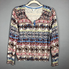 Sundance All Over Print Floral Button Down Cardigan SZ M Multicolor Knit Cotton