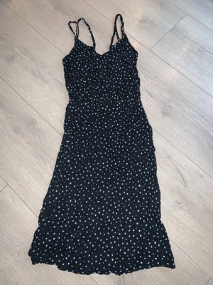 F+F Kleid doppelte dünne Träger V-Ausschnitt UK 6 CH 32'' W 25'' L 32'' marineblau Mix neu mit Etikett