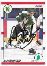 AARON BROTEN Autographed Signed 1990-91 Score card #162 Minnesota North Stars