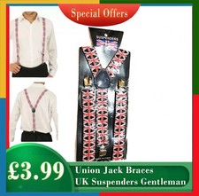 Union Jack Braces UK Suspenders Gentleman Royal Wedding Tea and office Party