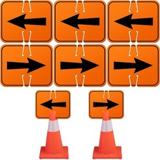Geetery 6 Pcs Traffic Reversible Arrow Signs Small Signage, black, orange
