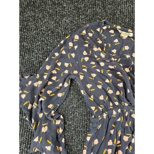 Billabong Womens Navy Floral Surplice V-Neck Ruffle Bell Sleeve Mini Dress S - Picture 6 of 12