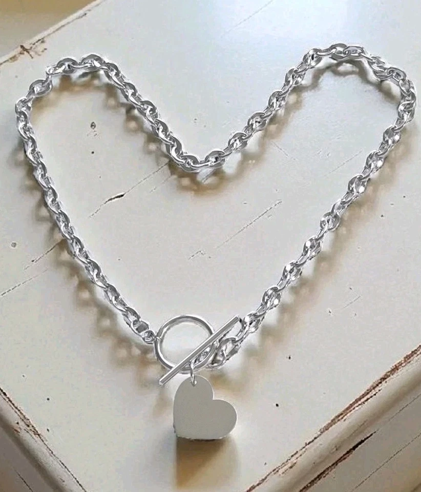 Collar Corazón Plata Personalizado, Collar Colgante Dije Corazón Plata Grabado Foto 4 de 4