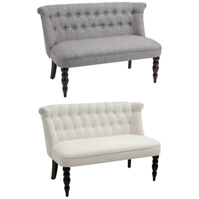 HOMCOM Armless Loveseat w/Button Tufted Design for Living Room