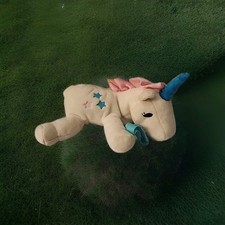 Dr. Brown  s Plush Unicorn Lovey Pacifier  Teether Holder White With Blue Stars