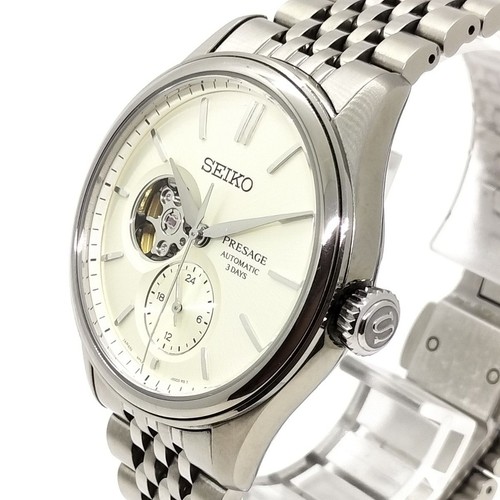 Seiko Presage SARJ007 Ouvert Coeur 3Days 24j Argent Blanc Automatique Montre - Photo 3 sur 9