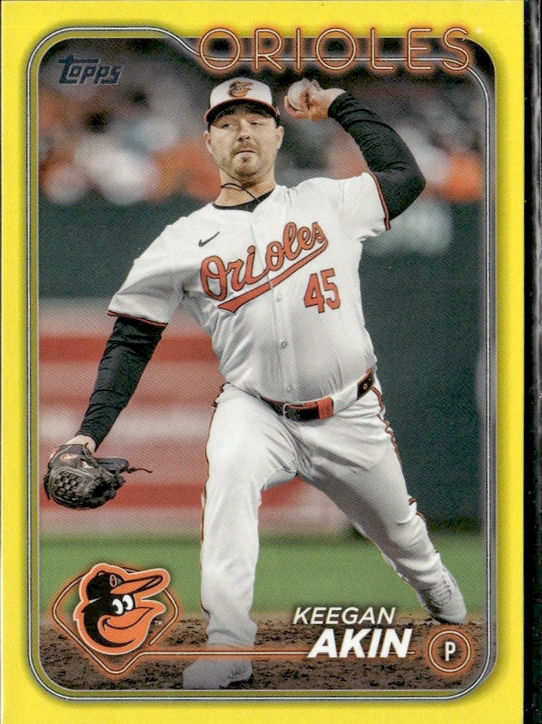 2024 Topps Update Keegan Akin US280 Yellow Parallel Orioles Baseball